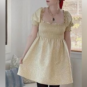 Hill house athena nap dress in gold brocade (SHIPS FREE)